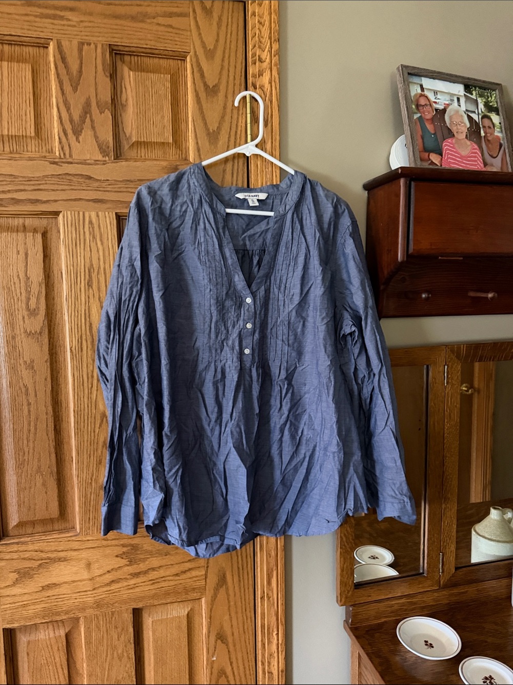 Old Navy Indigo Blue Lightweight Button-Detail Blouse